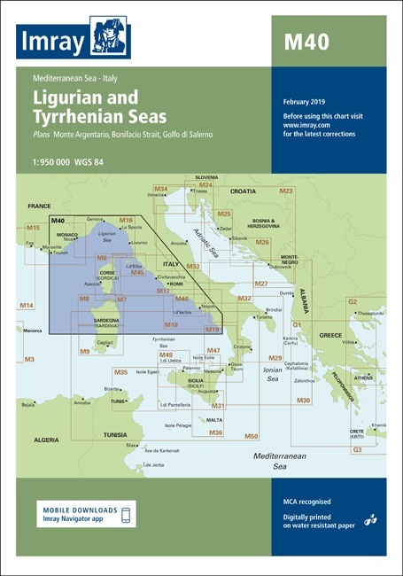 M40 Ligurian and Tyrrhenian Seas "1:950,000"