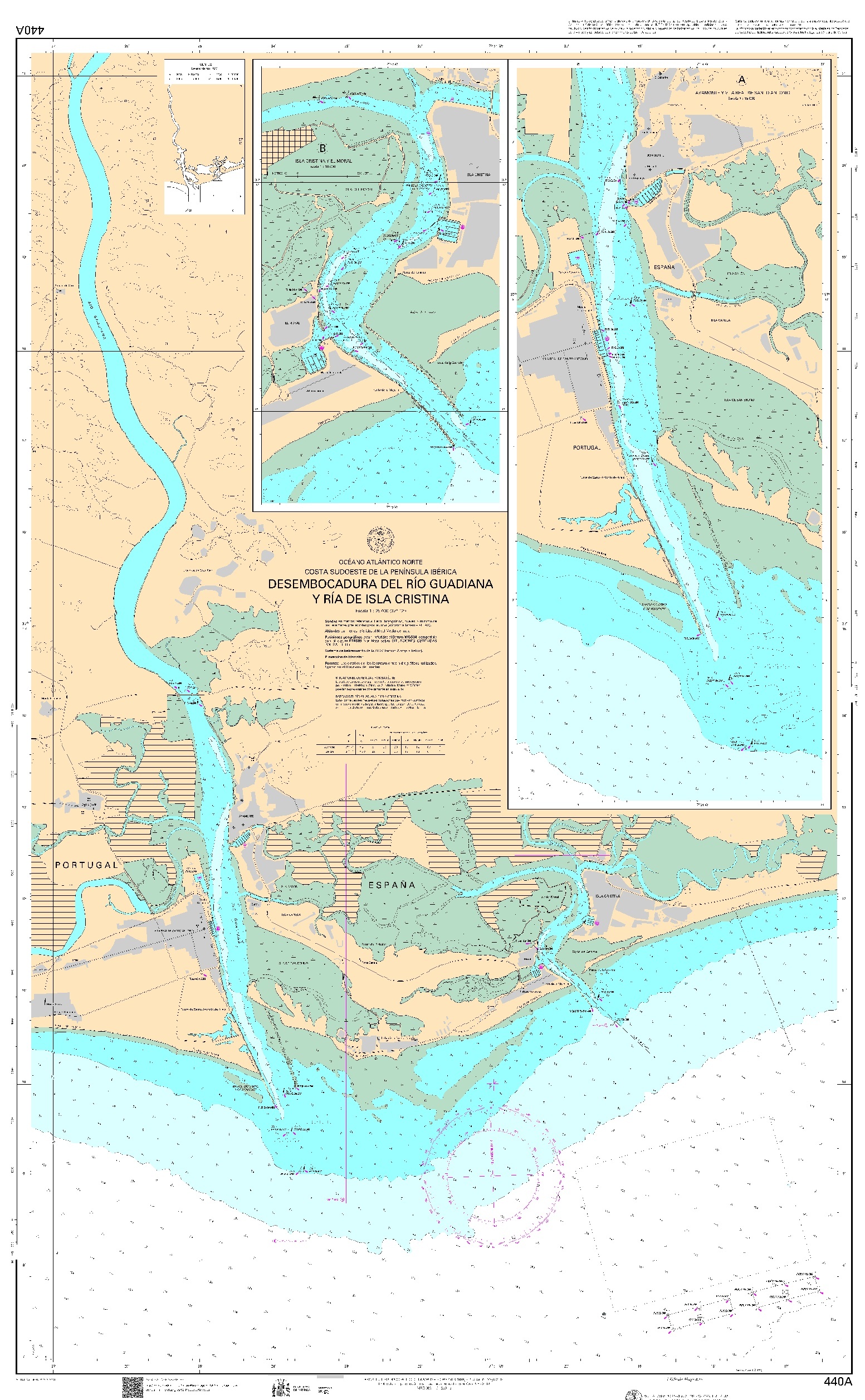 440A Desembocadura del río Guadiana y ría de Isla Cristina ". 1:20000. 1:20000"