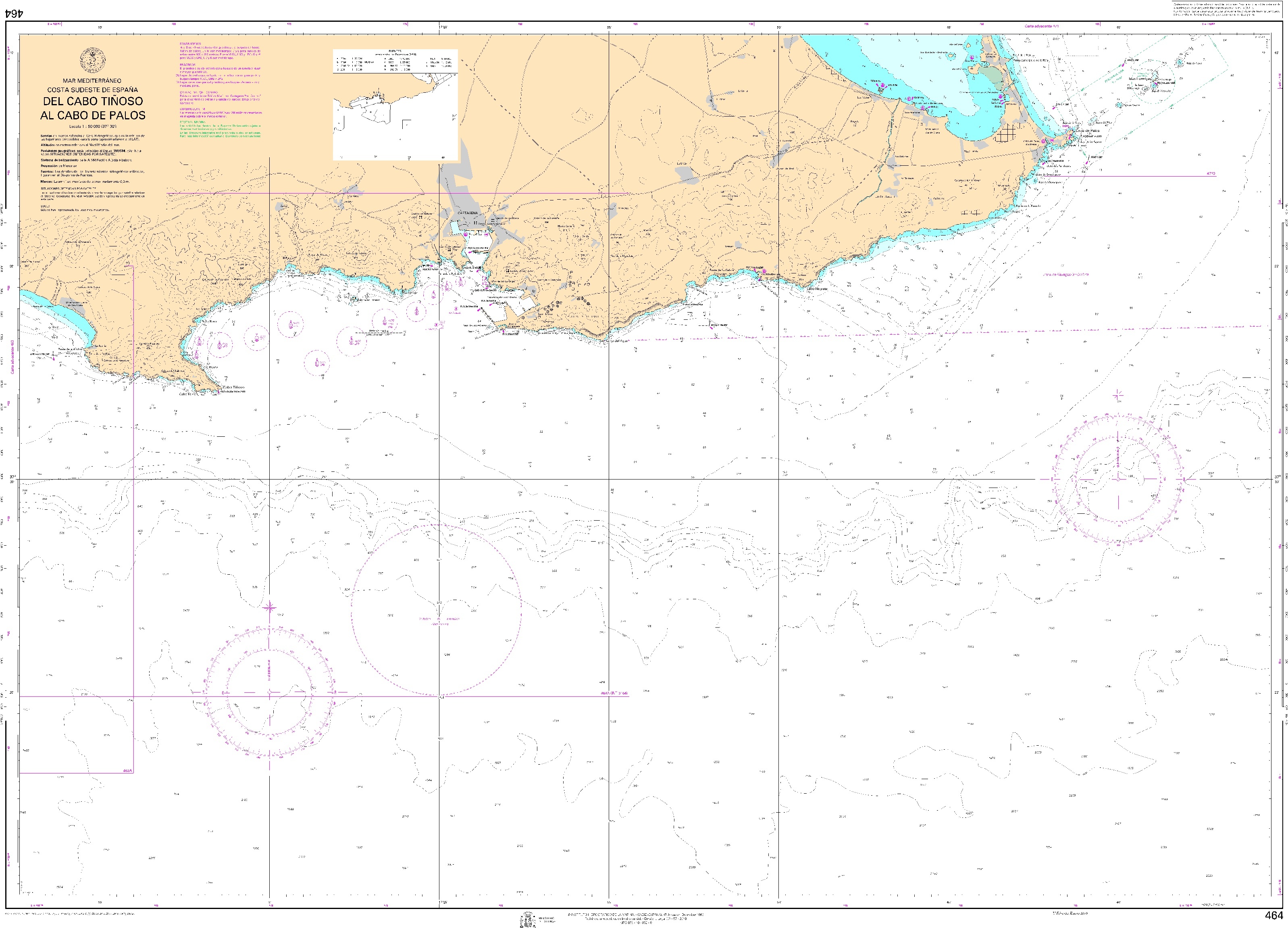 464 Del cabo Tiñoso al cabo de Palos ". 1:50000. 1:50000"