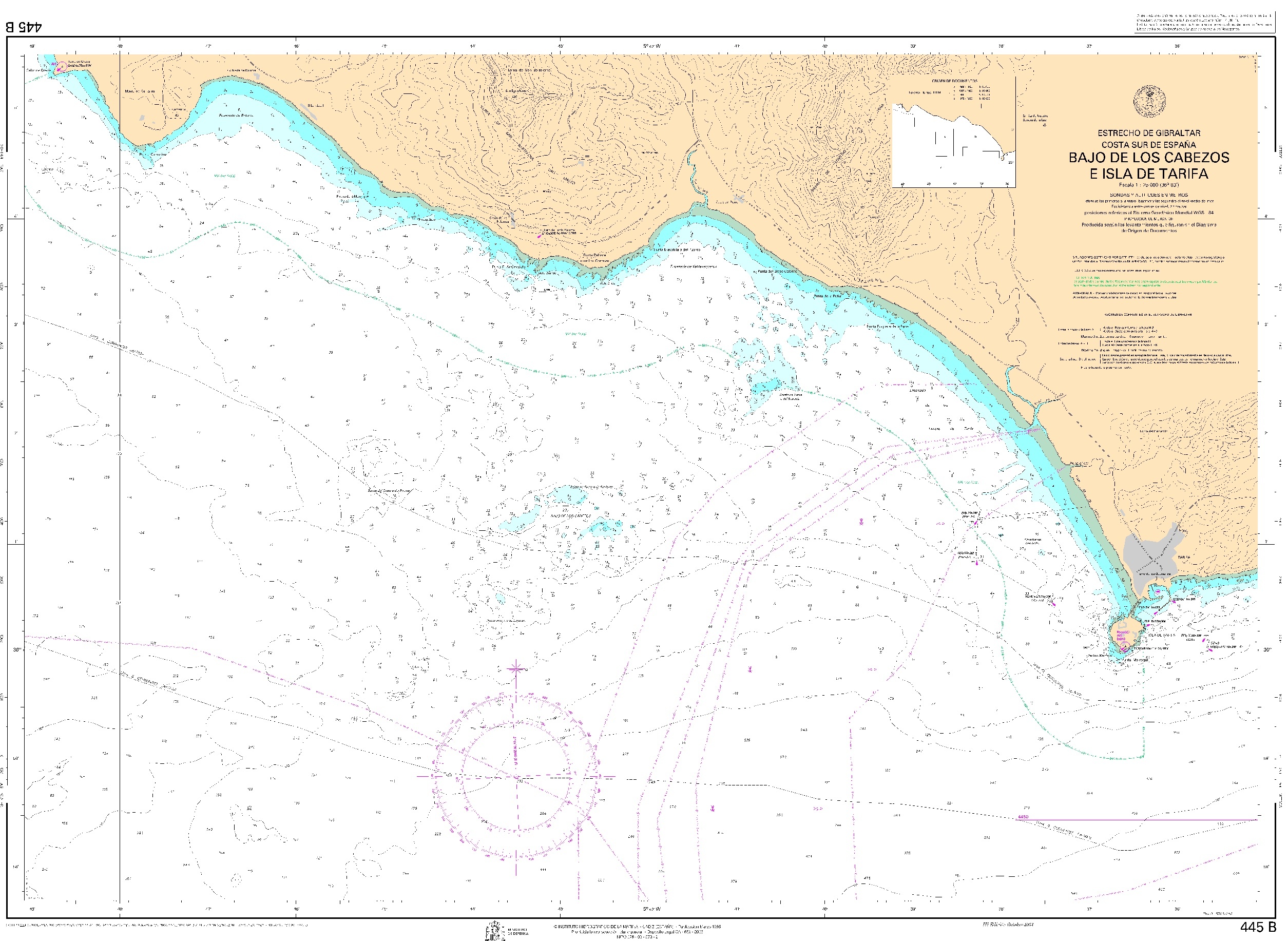 445B Bajo de los Cabezos e Isla de Tarifa ". 1:25000. 1:25000"