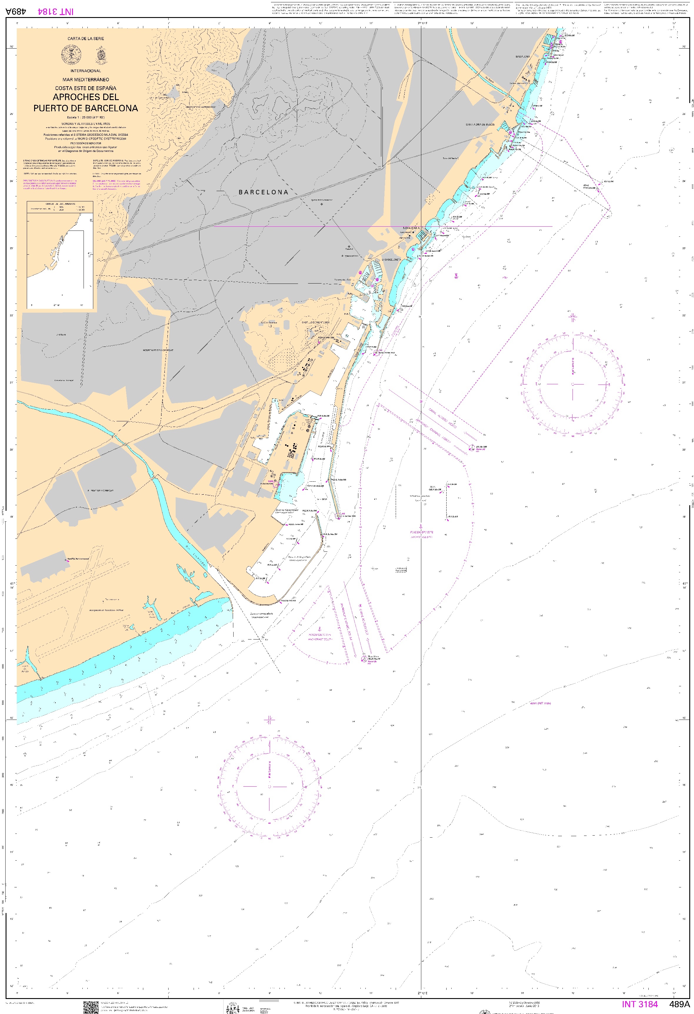 489A Aproches del puerto de Barcelona "INT 3184 POD. 1:25000. 1:25000"