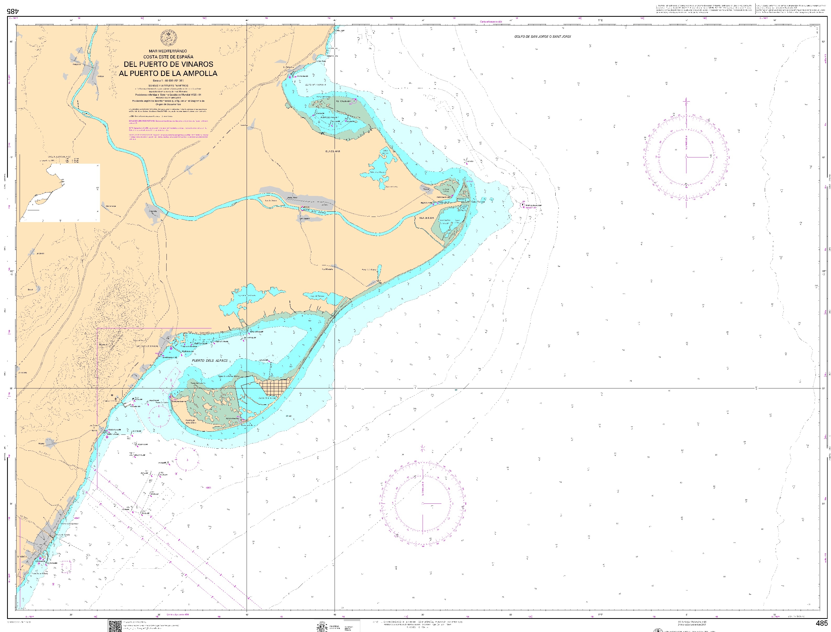 485 Del puerto de Vinaròs al puerto de la Ampolla ". 1:60000. 1:60000"