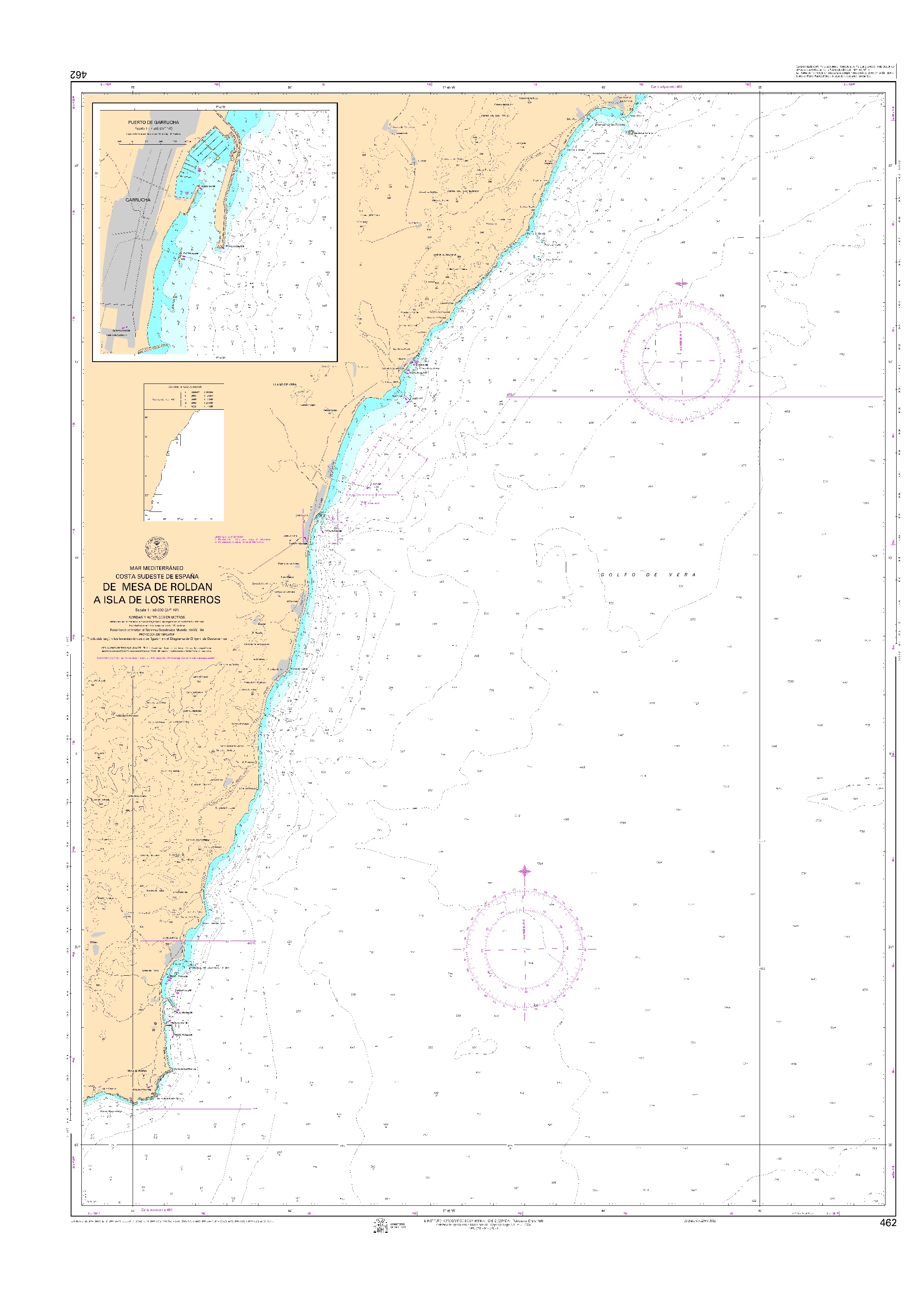 462 De Mesa de Roldán a Isla de los Terreros (plano inserto: Puerto de Garrucha) ". 1:50000. 1:50000"
