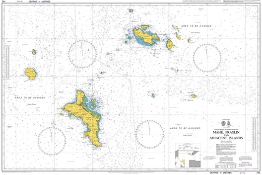 0742 Mahe - Praslin and Adjacent Islands "1:125,000"