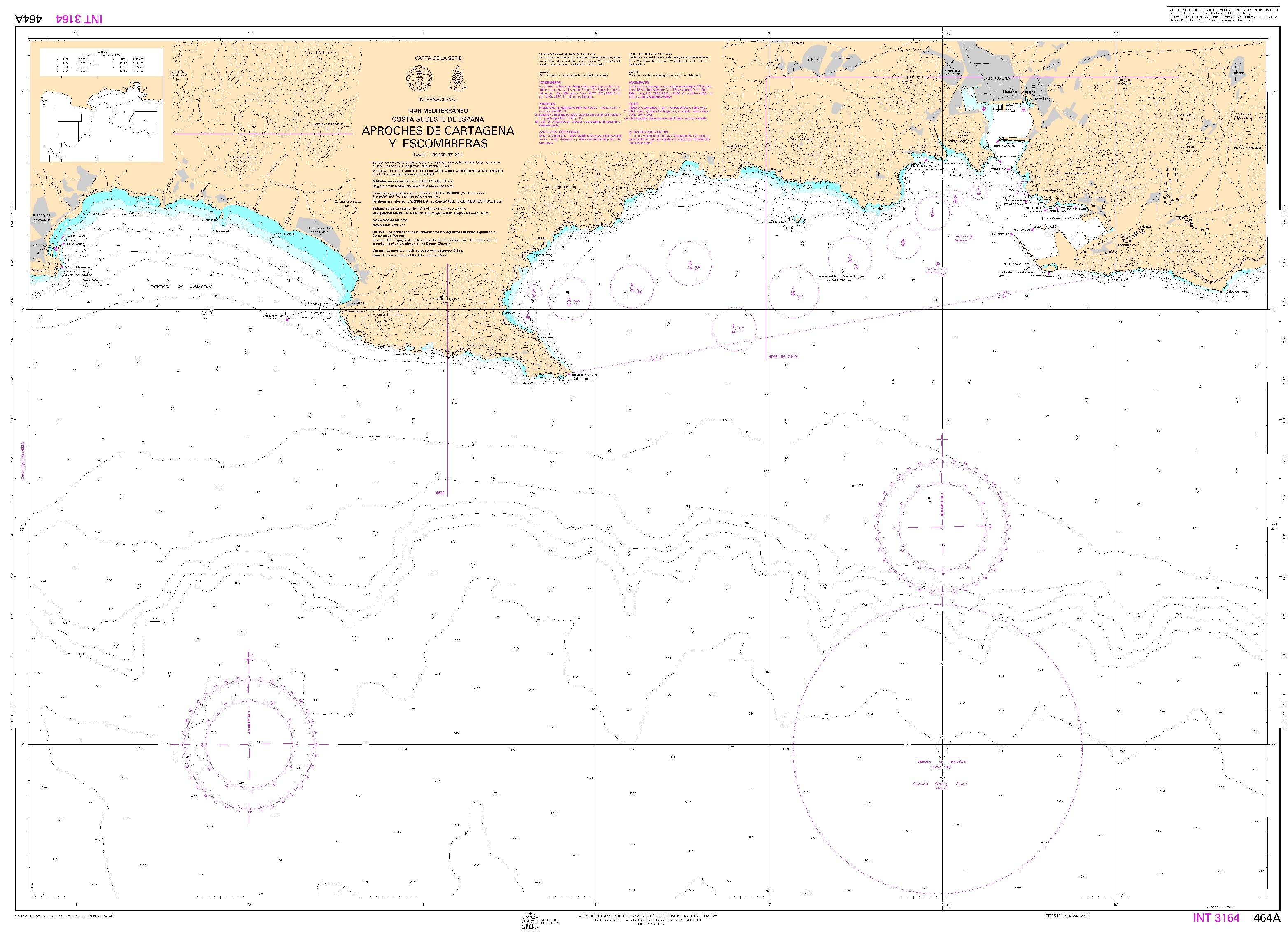 464A Aproches de Cartagena y Escombreras "INT 3164. 1:30000. 1:30000"