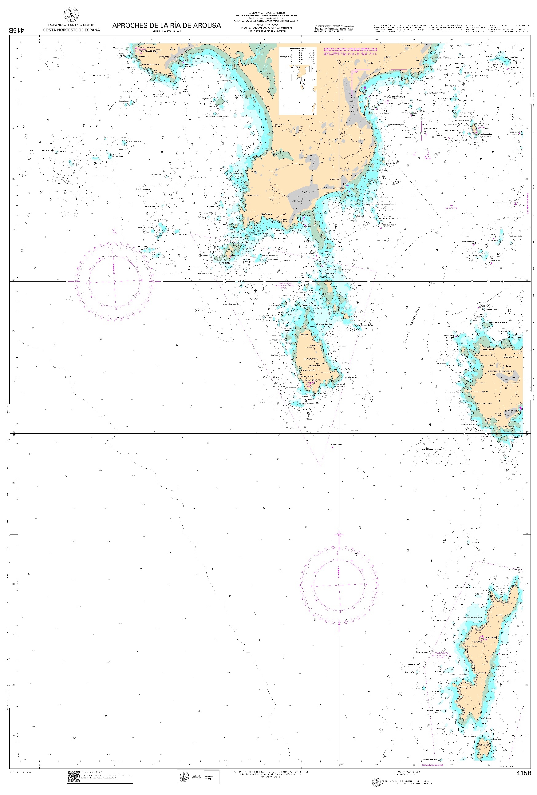 415B Aproaches de la ría de Arousa "1:25000 POD. 1:25000. 1:25000"