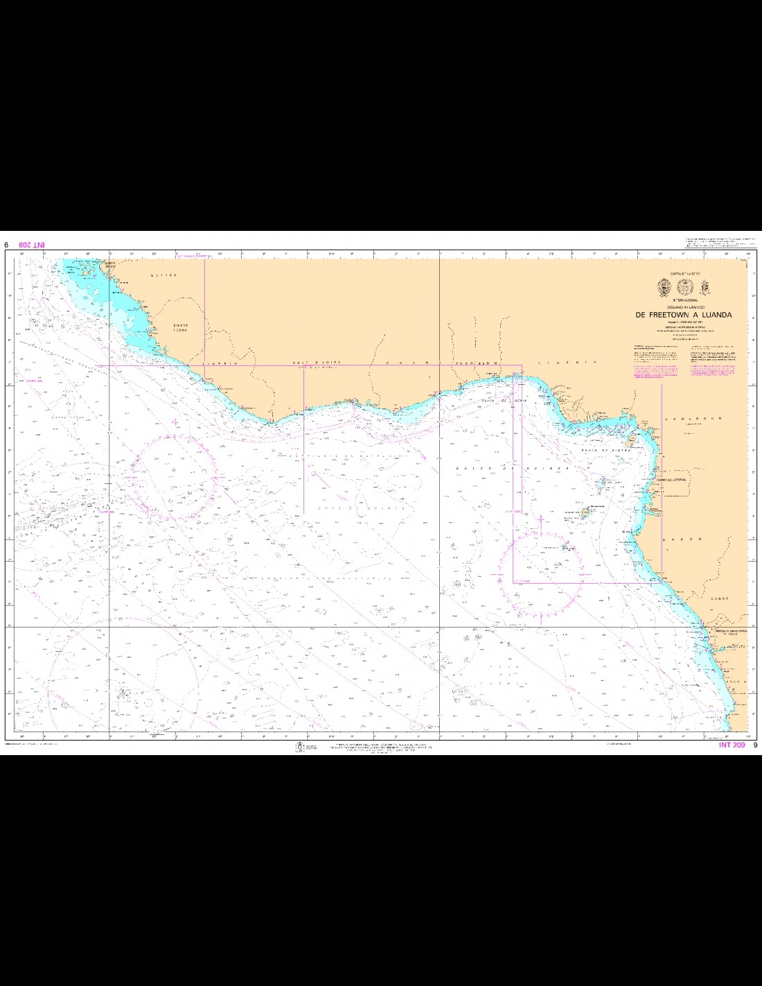 9 De Freetown a Luanda "INT 209. 1:3500000. 1:3500000"