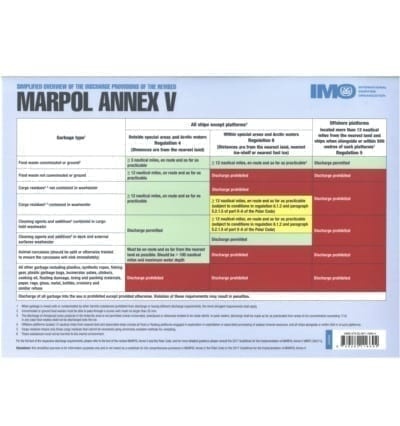IA659E Poster: MARPOL Annex V discharge provisions placard, 2017