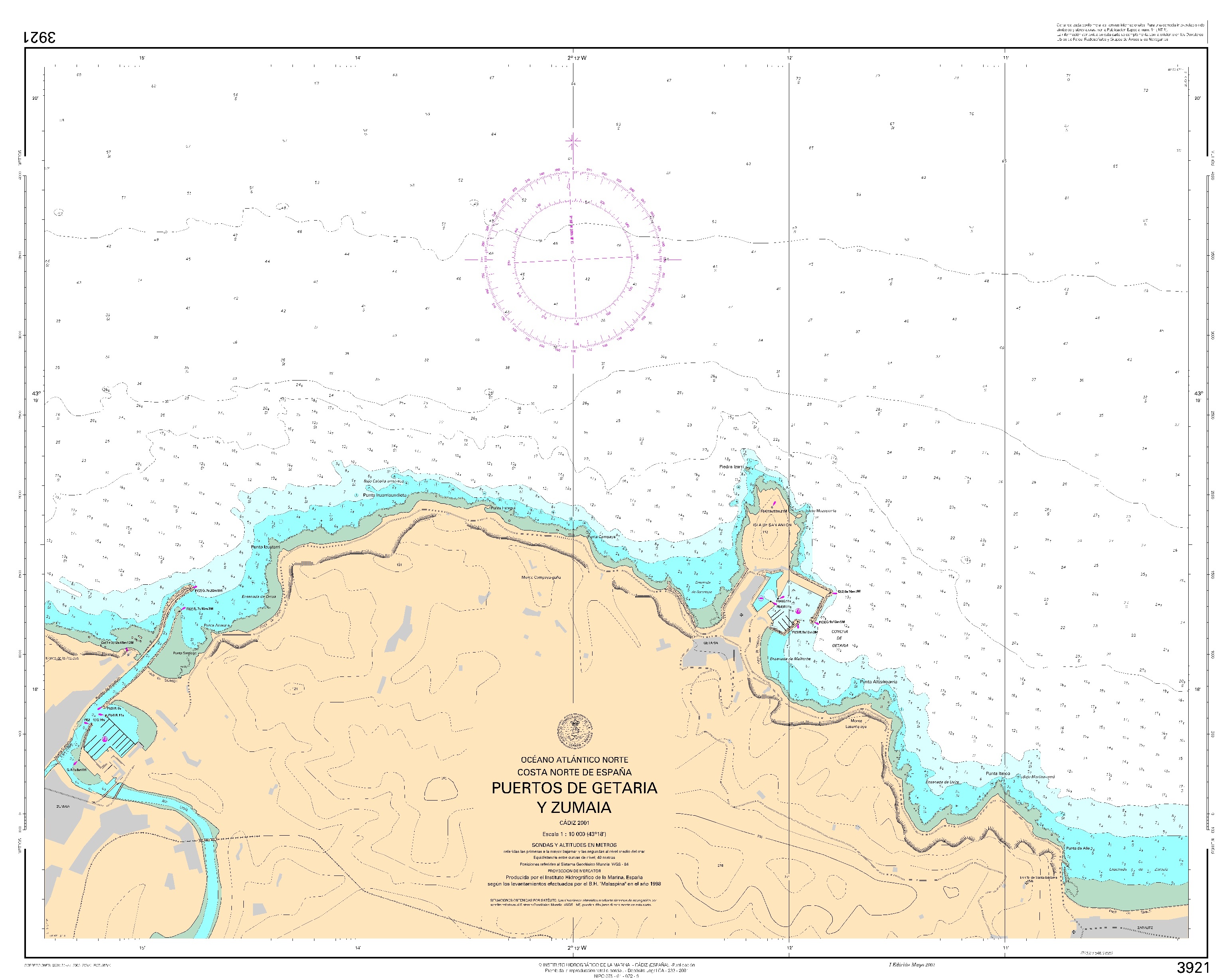 3921 Puertos de Getaria y Zumaia ". 1:10000. 1:10000"