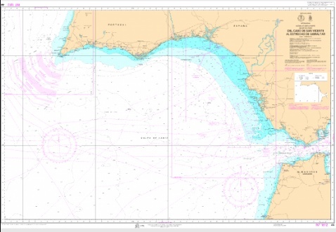 44 Del cabo de San Vicente al estrecho de Gibraltar "1:375.000 INT 1812. 1:375000. 1:375000"