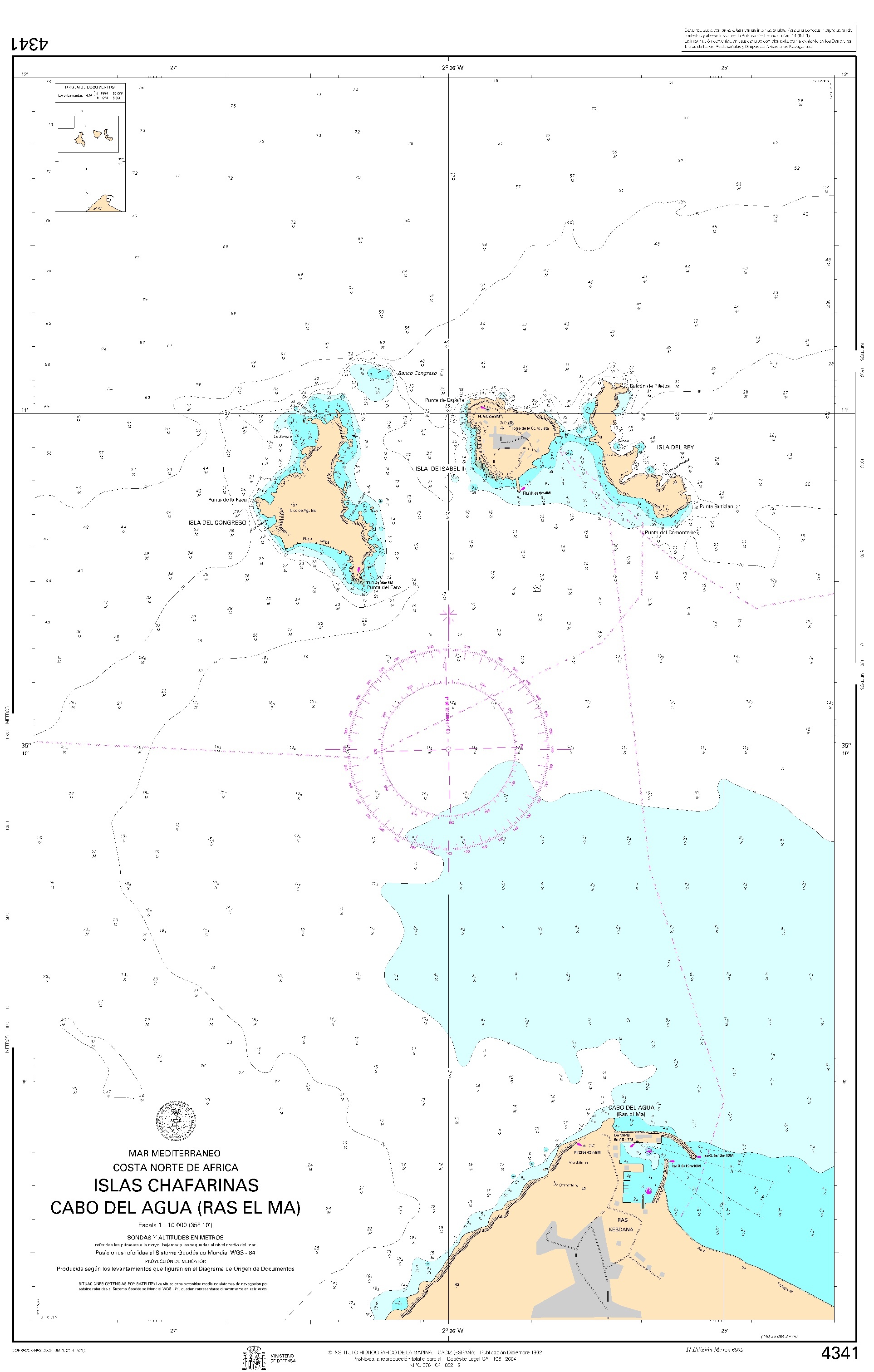 4341 Islas Chafarinas. Cabo del Agua (Ras El Ma) ". 1:10000. 1:10000"