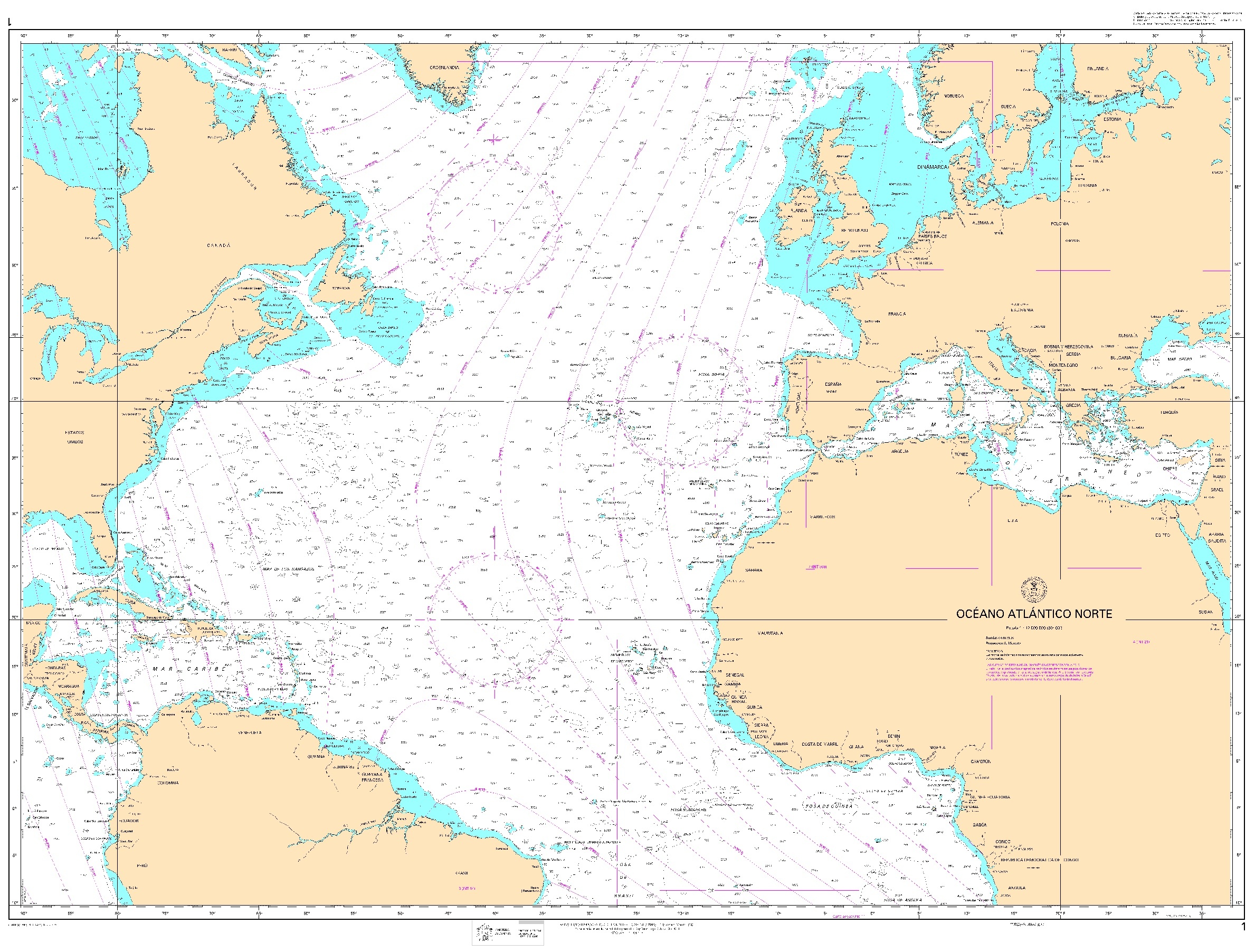 1 Océano Atlántico Norte ". 1:12000000. 1:12000000"