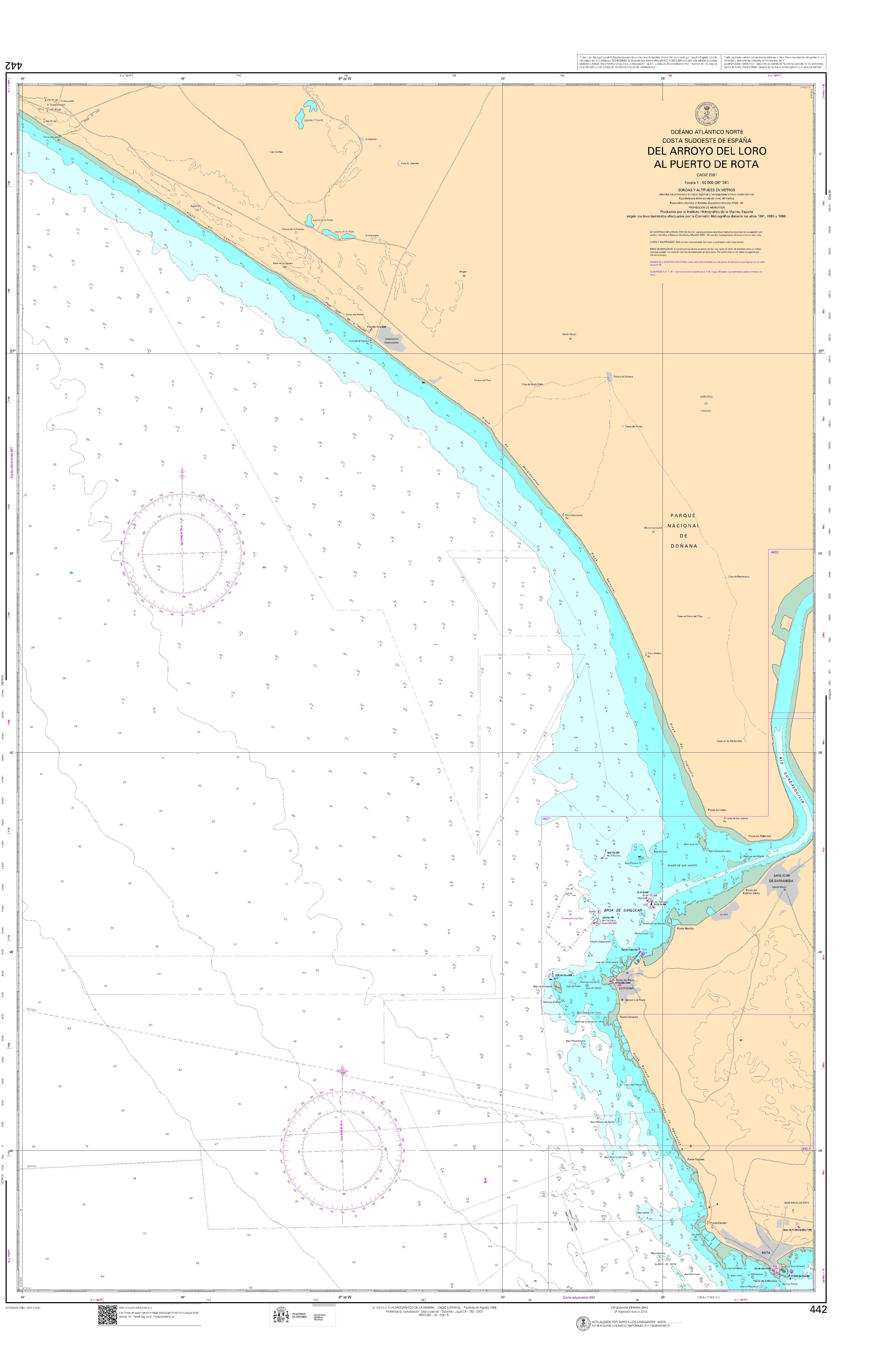 442 Del arroyo del Loro al puerto de Rota ". 1:50000. 1:50000"