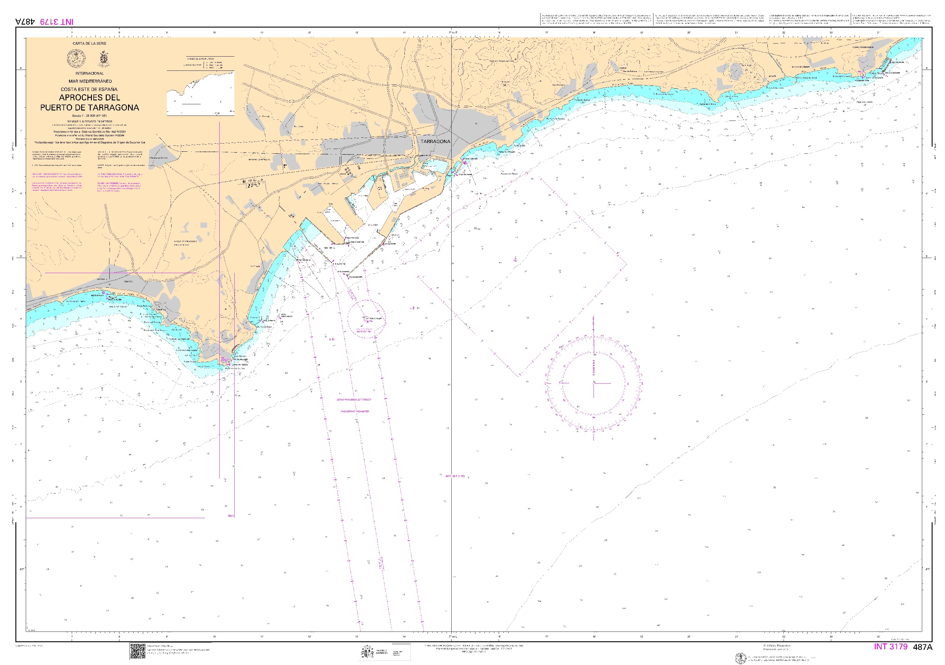 487A Aproches del puerto de Tarragona "INT 3179. 1:25000. 1:25000"