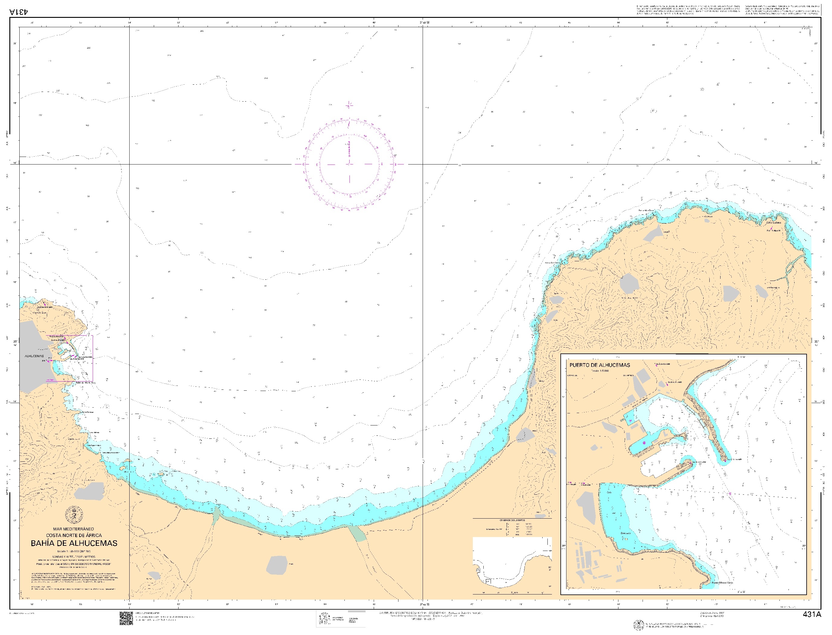 431A Bahía de Alhucemas (plano inserto: puerto de Alhucemas) "POD. 1:25000. 1:25000"
