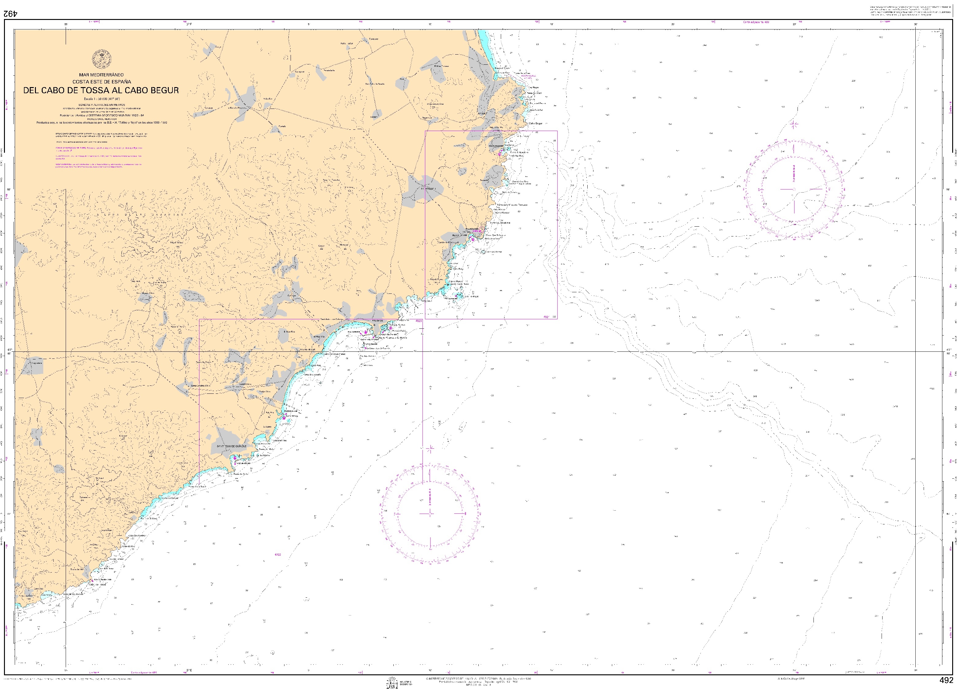 492 Del cabo de Tossa al cabo Begur ". 1:50000. 1:50000"