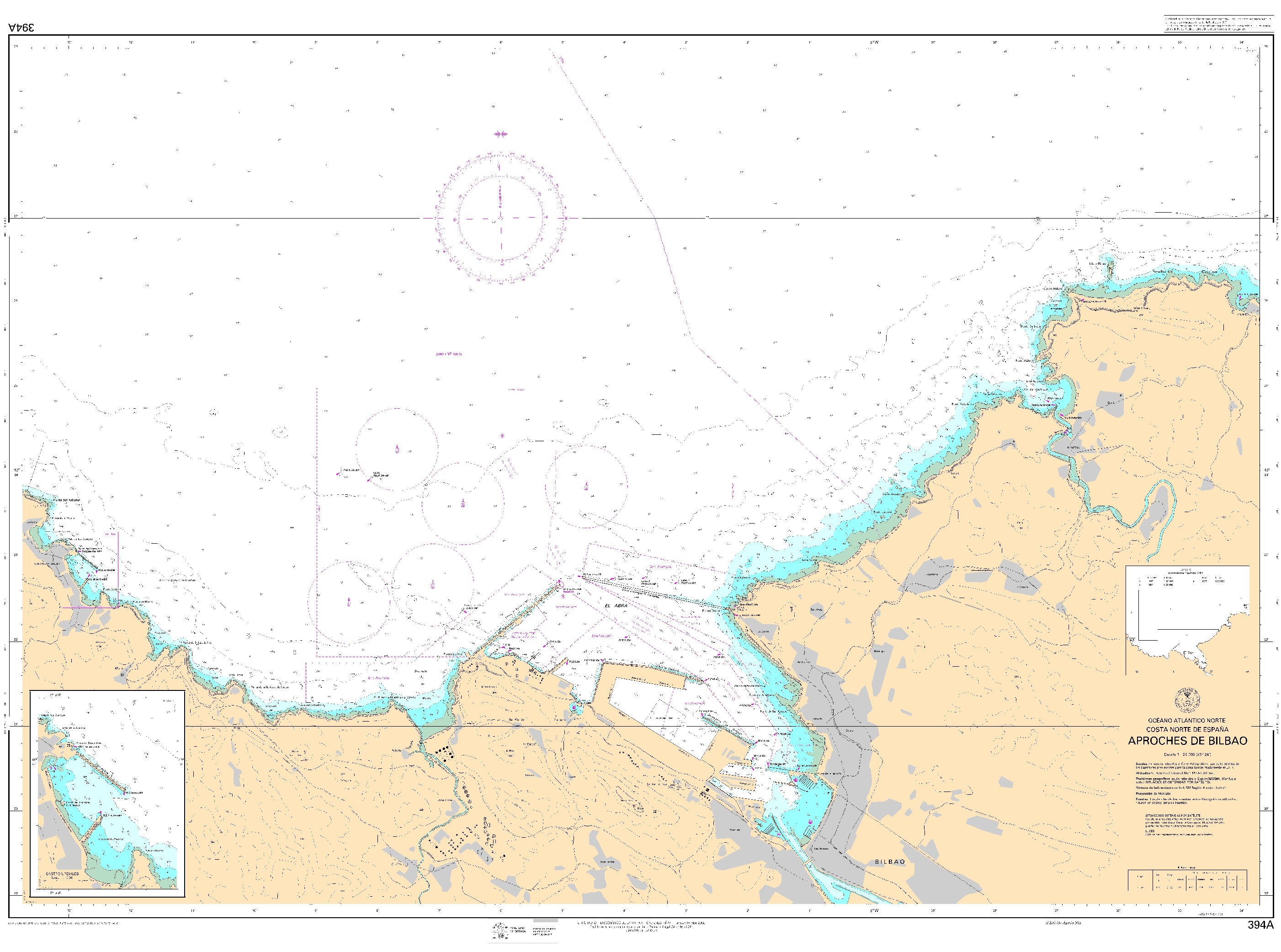 394A Aproaches de Bilbao (plano inserto Castro Urdiales) "POD. 1:25000. 1:25000"