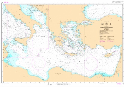 7C Mar Mediterráneo - Zona Oriental "INT 302. 1:2250000. 1:2250000"