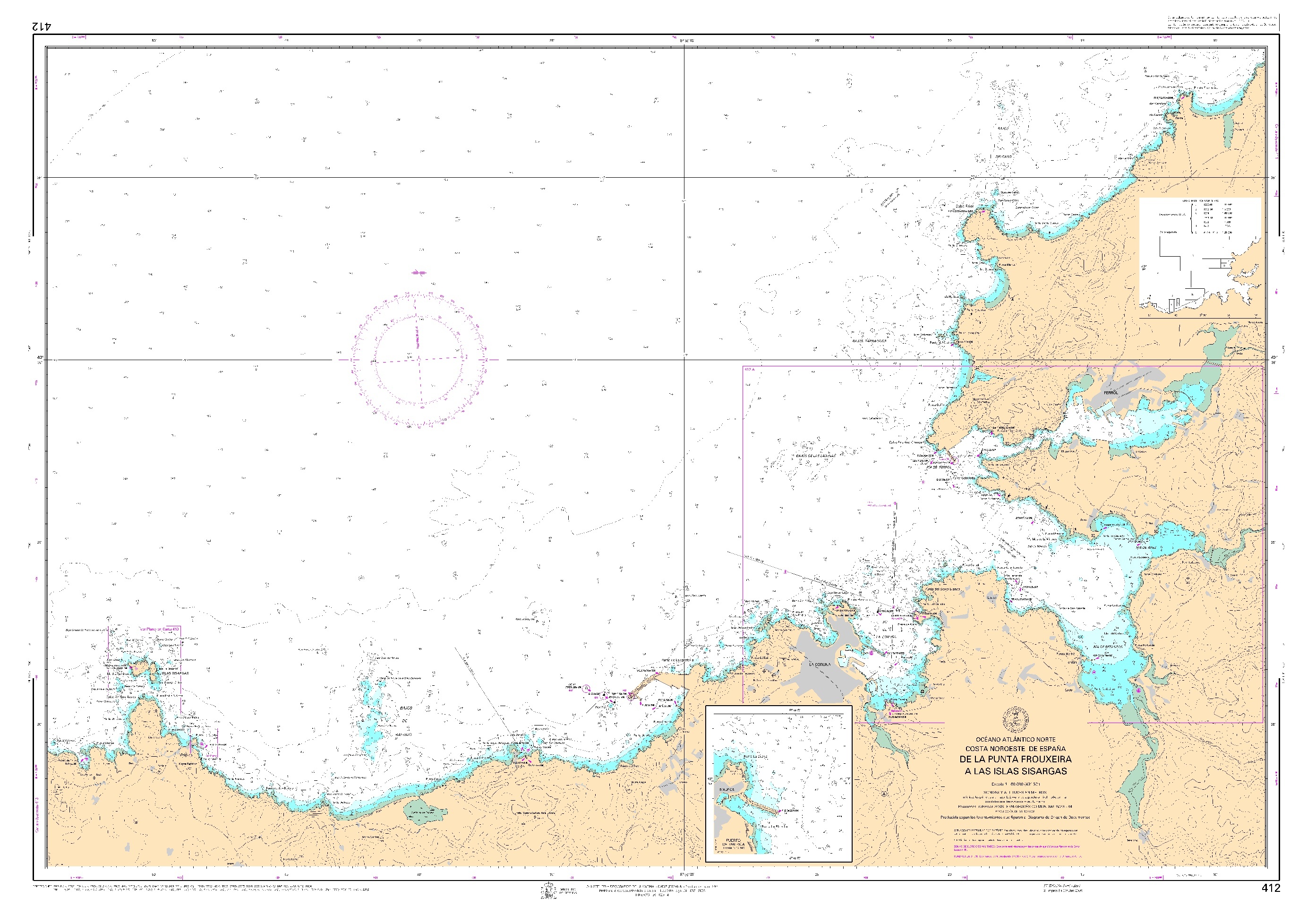 412 De la Punta Frouxeira a las Islas Sisargas "1:60000 POD. 1:60000. 1:60000"