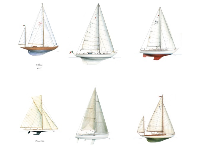 Print velero en acuarela Luca Ferron A3 empaquetadas con la carpeta blanca (diferentes barcos)