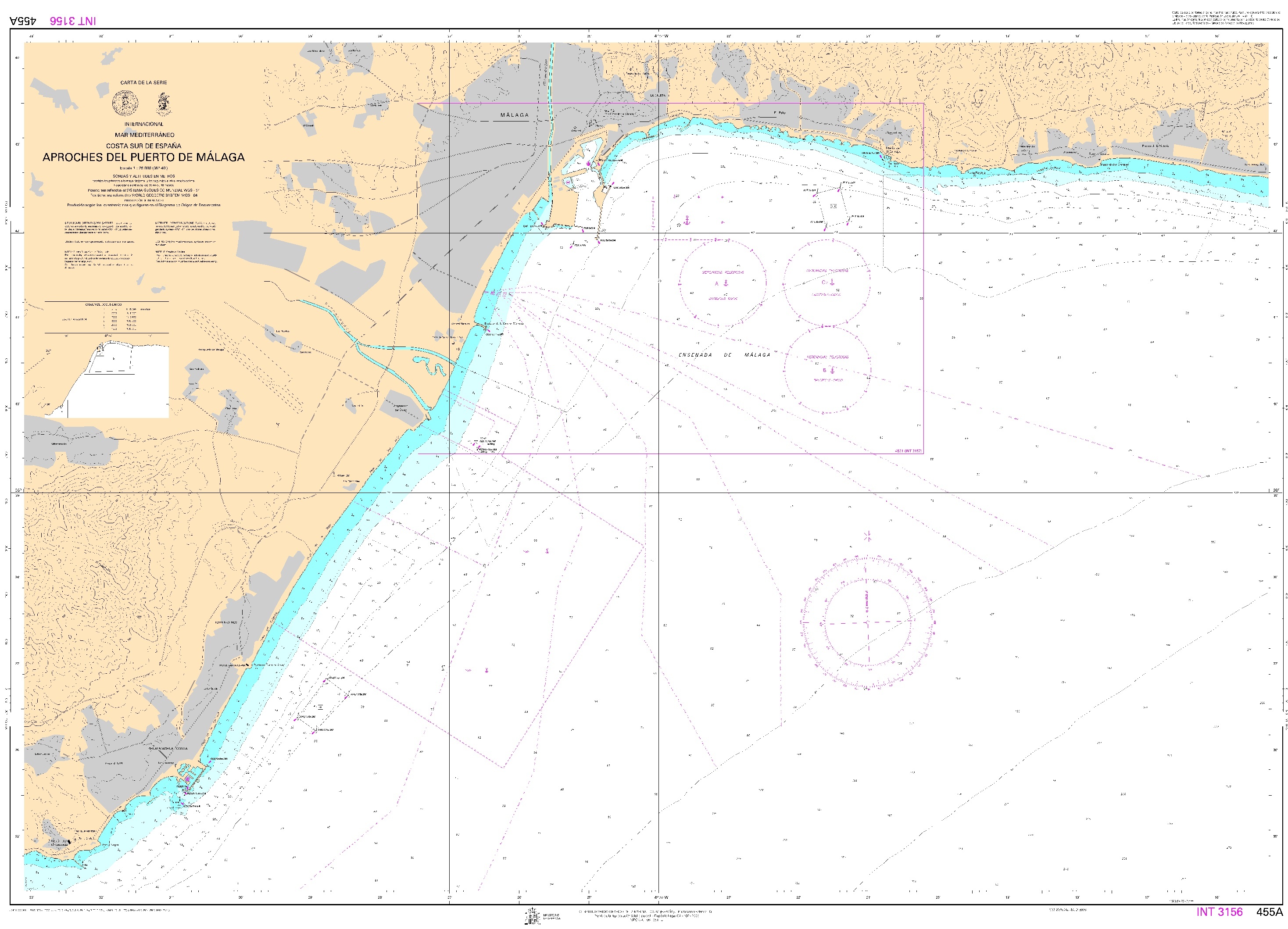 455A Aproches del puerto de Málaga "INT 3156. 1:25000. 1:25000"