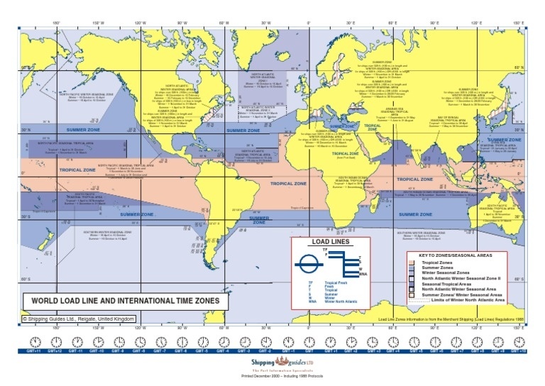 Librería Náutica Robinson International Load Line Zones and Areas Map